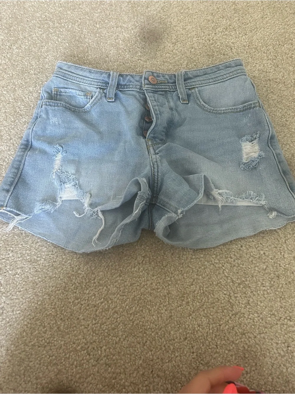 Light Blue Distressed Denim Women's Shorts